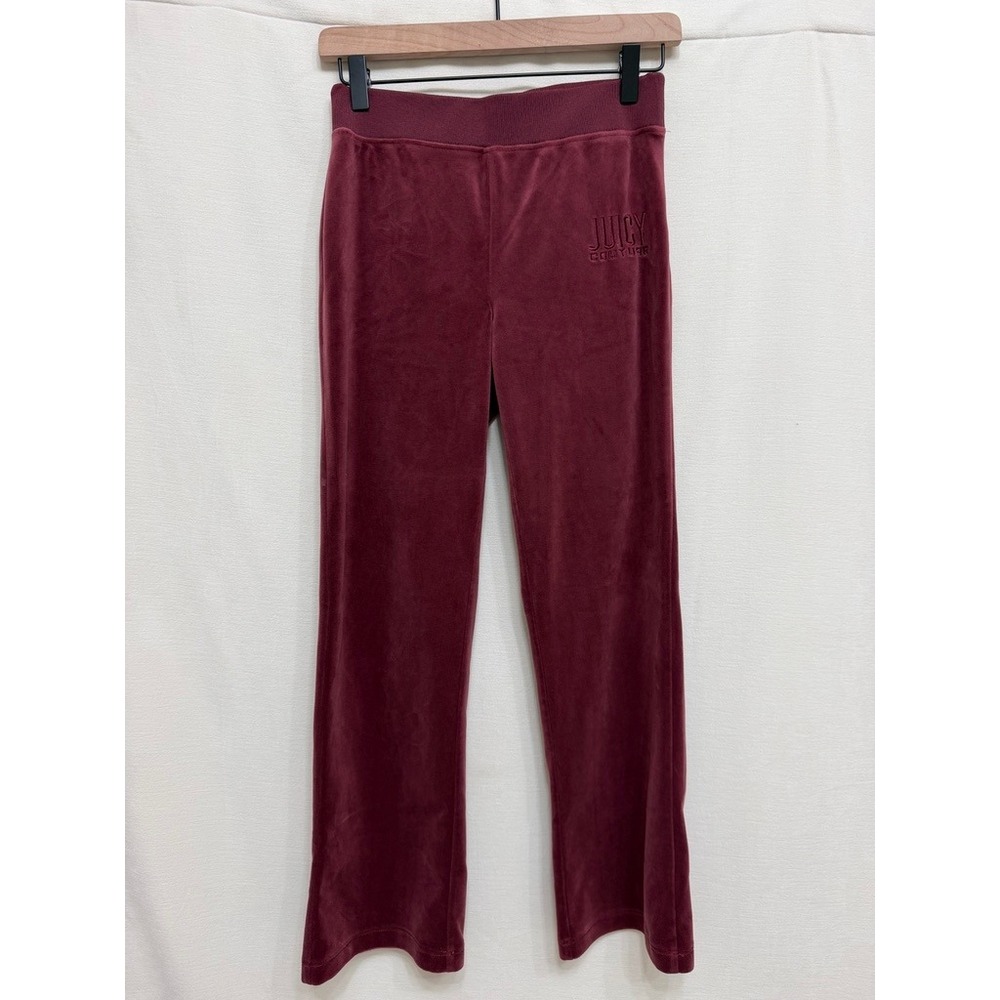 Juicy Couture Burgundy Velour Wide-Leg Track Pants Y2K Lounge Pants XS NWOT